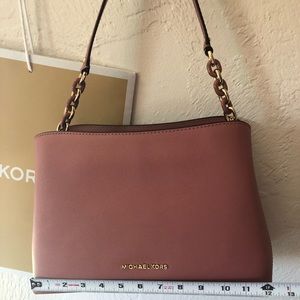 Michael Kors large leather satchel in Rose!